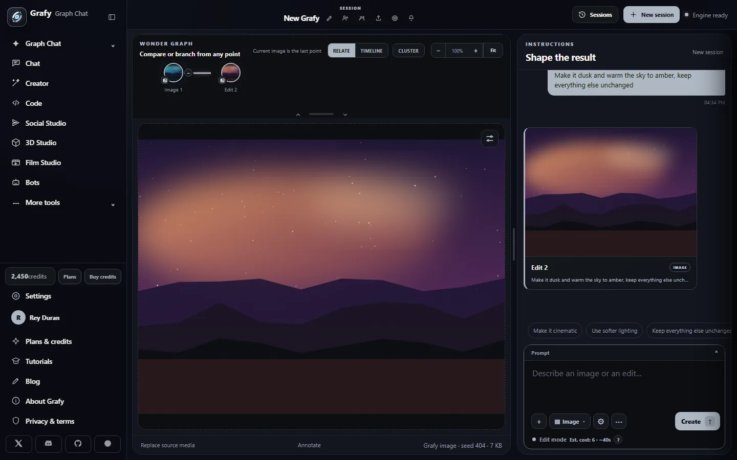 Edited dusk version of the scene on the canvas